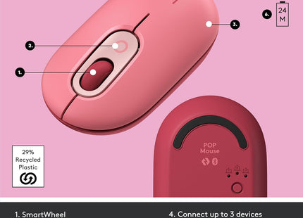 Mouse Logitech POP | Inalámbrico Bluetooth | Clicks Silenciosos