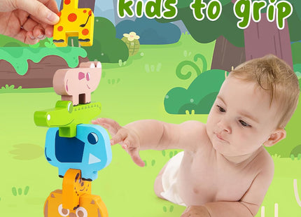 Bloques Apilables de Madera Loves Town - Animales Montessori (10 piezas)