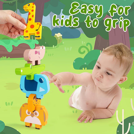 Bloques Apilables de Madera Loves Town - Animales Montessori (10 piezas)