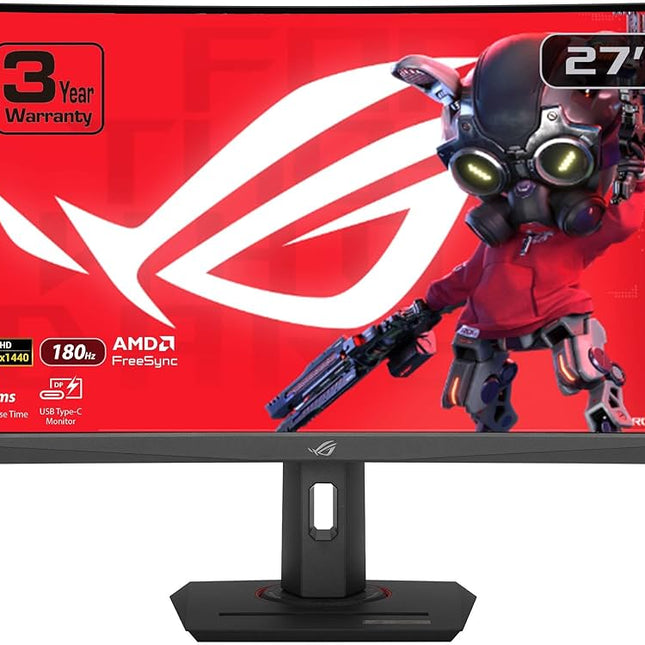 Monitor ASUS Curvo 27” ROG Strix XG27WCS | 2560 x 1440 | 180Hz | VA | FreeSync Premium Pro | HDMI | DisplayPort