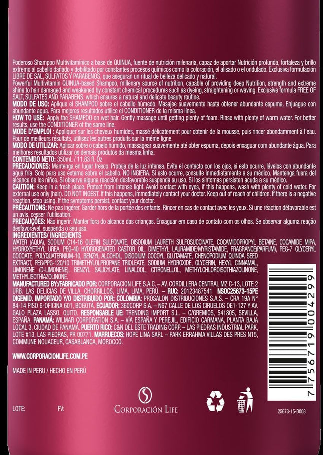 Placentalife Shampoo 350 ml Nutri Quinua
