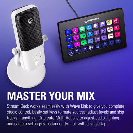 Micrófono Elgato Wave:3 White | USB | Condensador | Streaming y Podcast | 10MAB9911