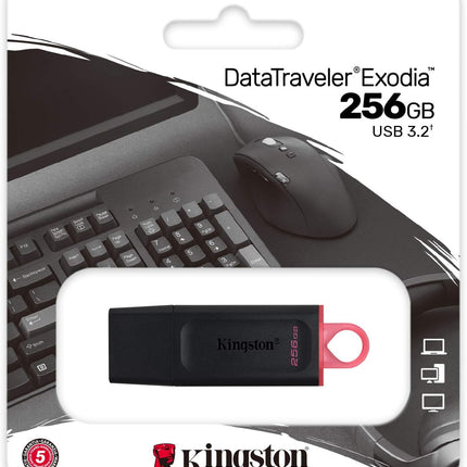 Memoria USB Kingston Exodia | 256GB | USB 3.2 Gen 1 | Black/Pink | DTX/256GB