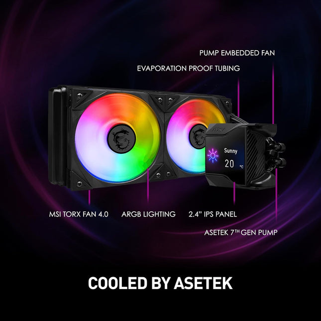 Enfriamiento Líquido MSI MPG CoreLiquid D240 | Ventiladores ARGB | Negro