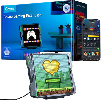 Govee Gaming Pixel Light H8630A81 | RGBIC LED Panel 32×32 píxeles | Wi‑Fi | 4K entrada | Altavoz 8‑bit