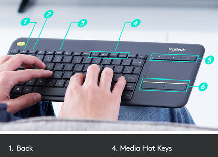 Teclado Inalámbrico Logitech K400 Plus | 70% Compacto | Touchpad Integrado | Inglés