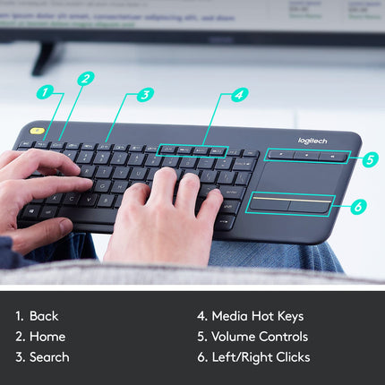 Teclado Inalámbrico Logitech K400 Plus | 70% Compacto | Touchpad Integrado | Inglés