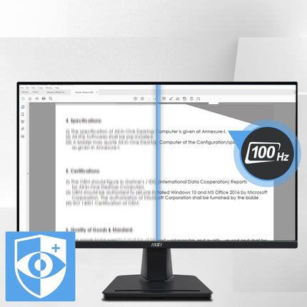 Monitor MSI PRO MP275Q 27” | 2560 x 1440 | 100Hz | 1ms | HDMI | DisplayPort | Plano | Negro