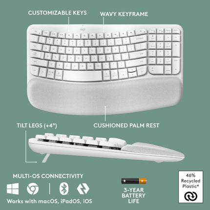 Teclado Logitech Ergo Wave Keys | Inalámbrico | Bluetooth | Español
