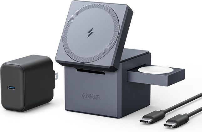 Anker Cargador Inalámbrico 3 en 1 MagSafe 15W Negro, Y1811