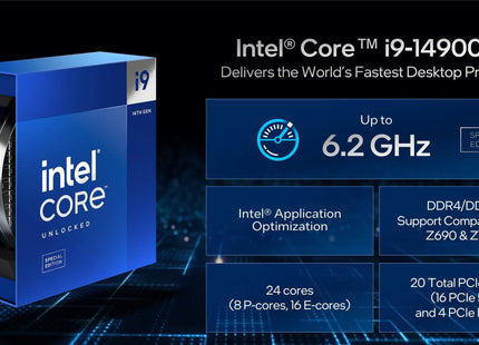 Procesador Intel Core i9-14900K | 14ª Gen | 24 Núcleos | 32 Hilos | 6.0GHz Turbo | LGA 1700