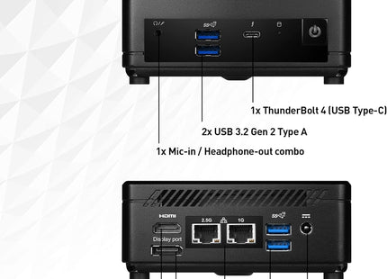 MSI Cubi 5 12M vista superior del gabinete negro ultracompacto