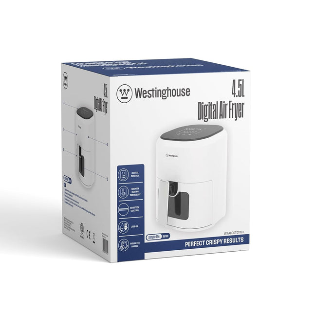 Freidora de Aire Digital Westinghouse WKAFGOT01WH | Blanca | 4.5 L | 1400W | Pantalla táctil