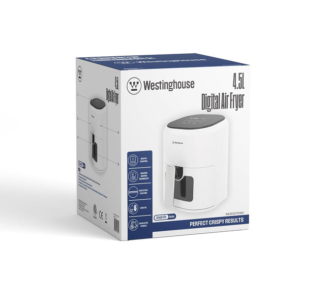 Freidora de Aire Digital Westinghouse WKAFGOT01WH | Blanca | 4.5 L | 1400W | Pantalla táctil