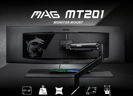 Brazo ajustable soporte monitor MSI MPG MT201 diseño ergonómico