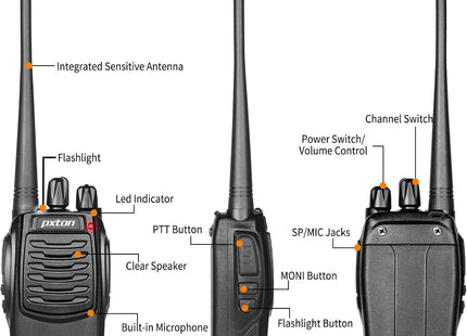 Pxton Radios de 2 vías recargables, PX-S1-0001