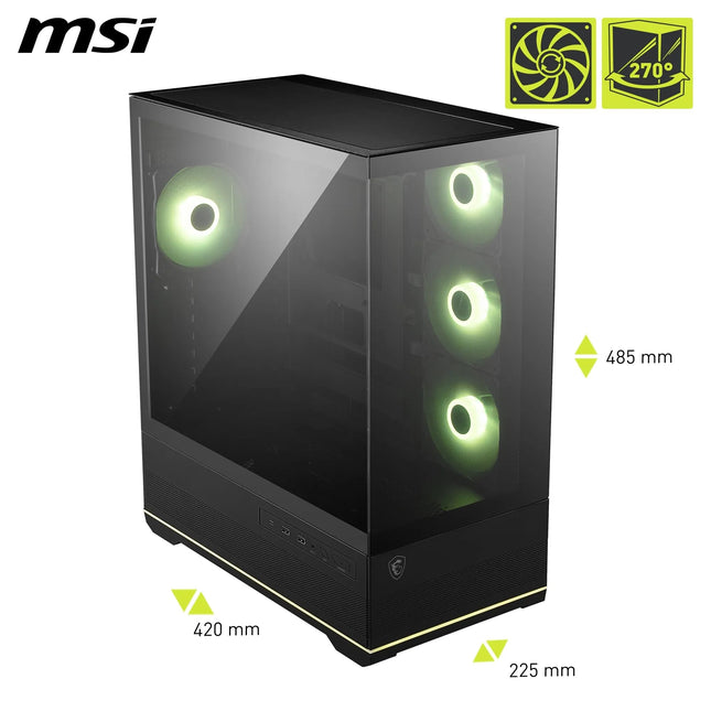 Case RGB MSI MAG PANO 110R PZ | Torre Media | Vidrio Frontal y Lateral | 4 Abanicos | RGB