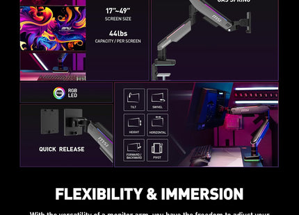 Soporte para Monitor MSI MPG MT201R RGB | Ajustable | Gris