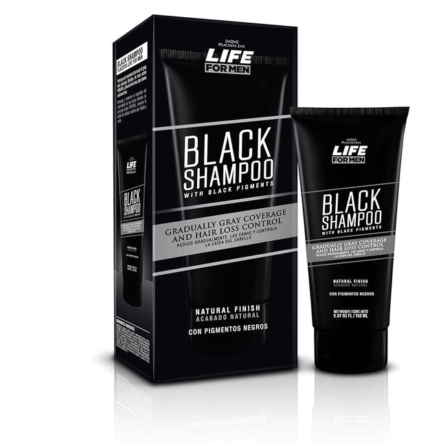 Shampoo Life for Men Black Placent Life | 150ml | Control de brillo y color | Ideal para cabello oscuro y sin brillo