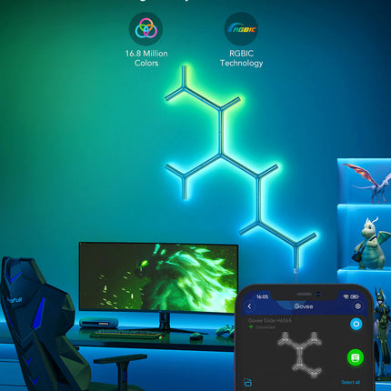 Lámpara de Pared Govee Glide Y Light H6065 | RGBIC | Iluminación Personalizable | Control por App y Voz