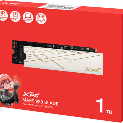 Disco Duro Interno SSD ADATA MARS 980 BLADE | 1TB | M.2 2280 PCIe Gen5 x4 | 14,000MB/s Lectura | 10,000MB/s Escritura | SMAR-980B-1TCS