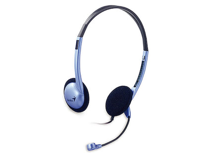 Headset Genius HS-02B | Alámbrico 3.5mm | Micrófono ajustable | Diadema liviana | Color Azul