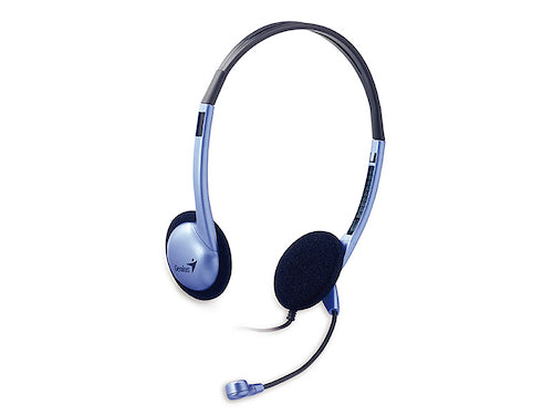 Headset Genius HS-02B | Alámbrico 3.5mm | Micrófono ajustable | Diadema liviana | Color Azul