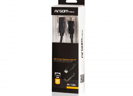 CABLE ARGOM USB 3.1 TYPE-C MALE TO FEMALE 6F/1.8M ARG-CB-0064