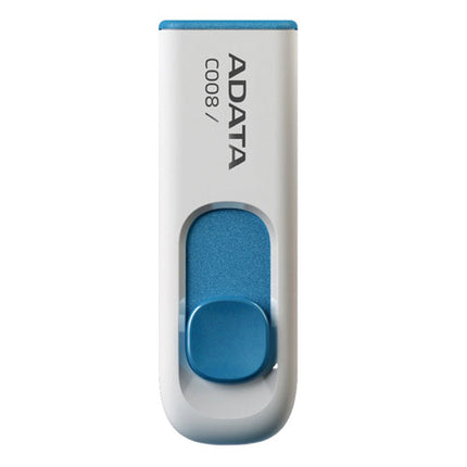 Memoria USB 2.0 ADATA C008 | 64GB | Conector Retráctil | Blanco y Azul