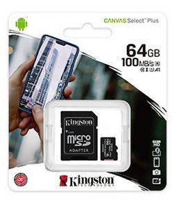 Memoria Micro SD Kingston Canvas Select Plus | 64GB | Clase 10 | A1 | SDCS2/64GB