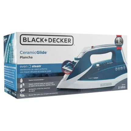 Plancha de Vapor Black+Decker IR2060 EvenSteam | 1500 W | Suela CeramicGlide | Golpe de Vapor | Tanque 300 ml