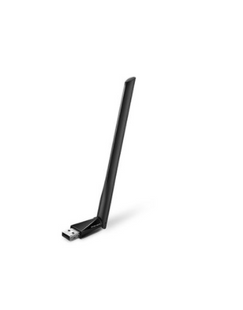Adaptador USB WiFi Mercusys MU6H dual band vista frontal con antena