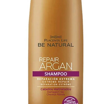 Shampoo Reparador Argán Placent Life | 350ml | Nutrición y brillo para cabello dañado o seco