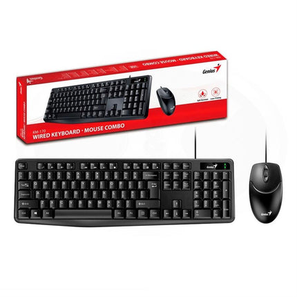 Teclado y Mouse Genius KM-170 Alámbrico | Español | Diseño Ergonómico | Conector USB