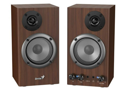 Parlante Genius SP-HF500B II | Parlante Estéreo | 16W RMS | Conexión 3.5mm | Acabado en Madera