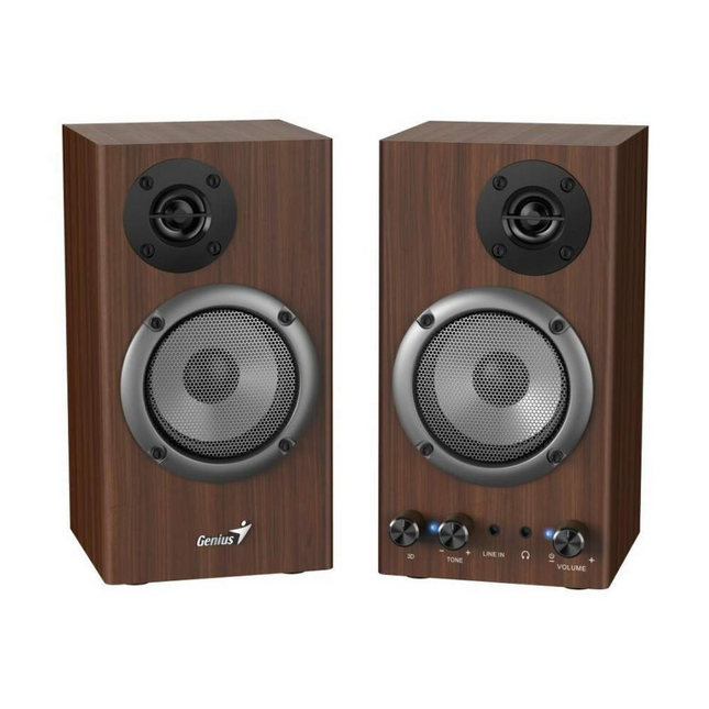 Parlante Genius SP-HF500B II | 2.0 Canal | 40W RMS | Bluetooth | Entrada RCA | Diseño de Madera
