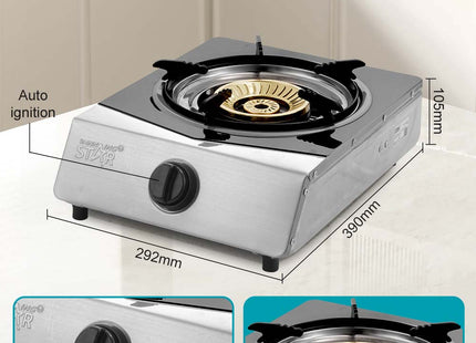 Winning Star cocina de gas 1 quemador gris, ST-9656