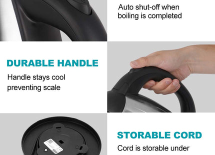 Hervidor eléctrico acero inoxidable vista superior con tapa