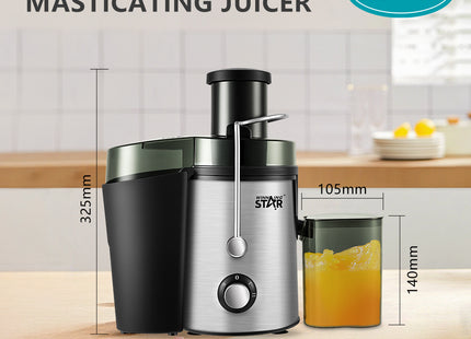Extractor de jugo ST-2089 en funcionamiento con frutas frescas