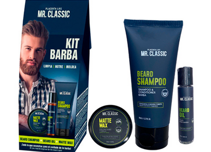 Kit Barba Mr. Classic Placent Life | Para limpiar hidratar y estilizar la barba con estilo profesional
