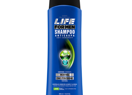 Shampoo Anticaspa Life for Men Placent Life | 400ml | Control efectivo de caspa para cuero cabelludo masculino