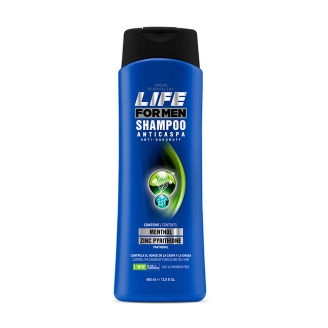 Shampoo Anticaspa Life for Men Placent Life | 400ml | Control efectivo de caspa para cuero cabelludo masculino