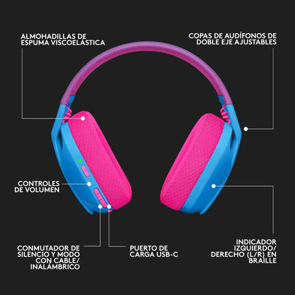 Headset Logitech Gaming G435 LIGHTSPEED Blue | Inalámbrico | Sonido Estéreo