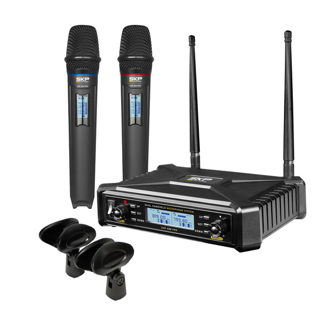 SKP UHF-600 PRO micrófono inalámbrico doble - vista frontal