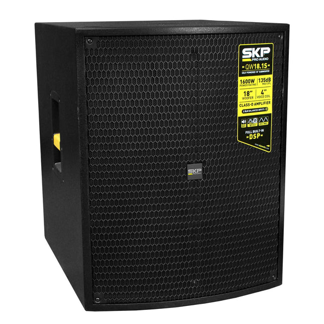 SKP QW18S subwoofer profesional de madera - vista posterior