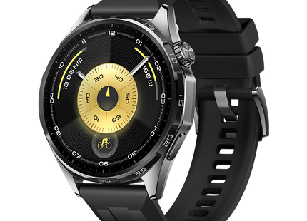 HUAWEI WATCH GT 6 46mm negro vista frontal con pantalla AMOLED encendida