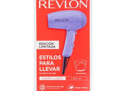 Secadora de Viaje Compacta 1875W Revlon Morado | Para secar tu cabello en cualquier lugar con estilo y comodidad