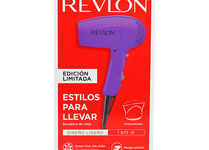 Secadora de Viaje Revlon 1875W Morado Oscuro | Para un secado rápido y cómodo en cualquier lugar