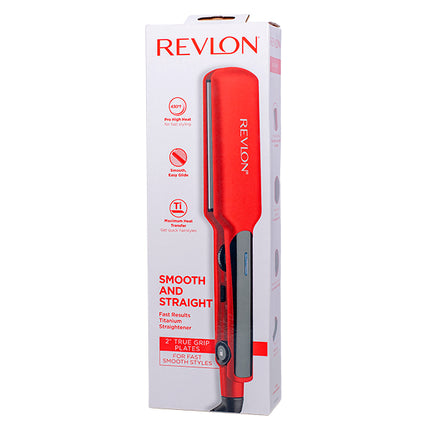 Alisadora Titanium Roja 2” Revlon | Para un alisado rápido y brillante en cabello largo o abundante