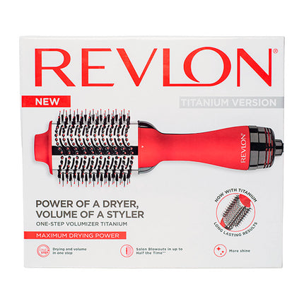 Cepillo Secador Revlon One-Step Volumizer Titanium Rojo | Para dar volumen y brillo con tecnología avanzada